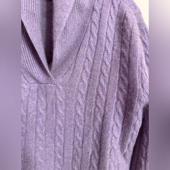 Ralph Lauren 100% Cashmere Light Heather Purple Shawl Collar Sweater XL - Picture 3 of 4